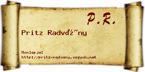 Pritz Radvány névjegykártya